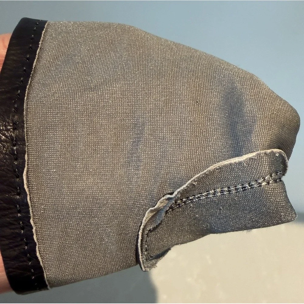 Vintage Black Genuine Leather Dress Gloves Gray Lined Women's Classic Winter